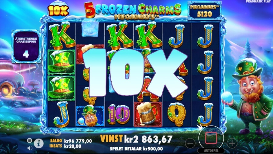 Multiplikator i 5 Frozen Charms Megaways Free Spins