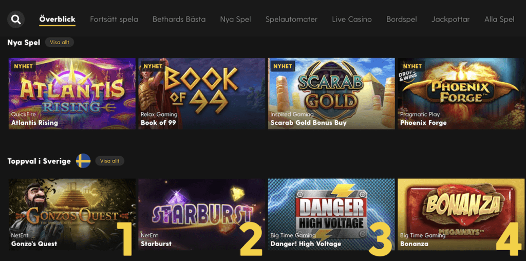 Bethard Casino spel