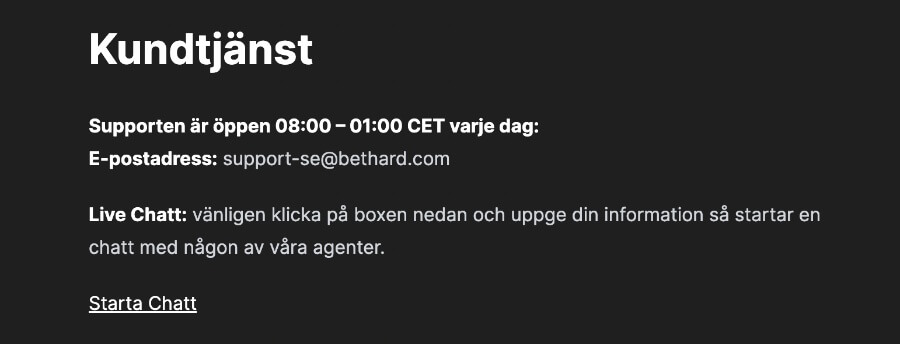 Kundtjänst hos Bethard