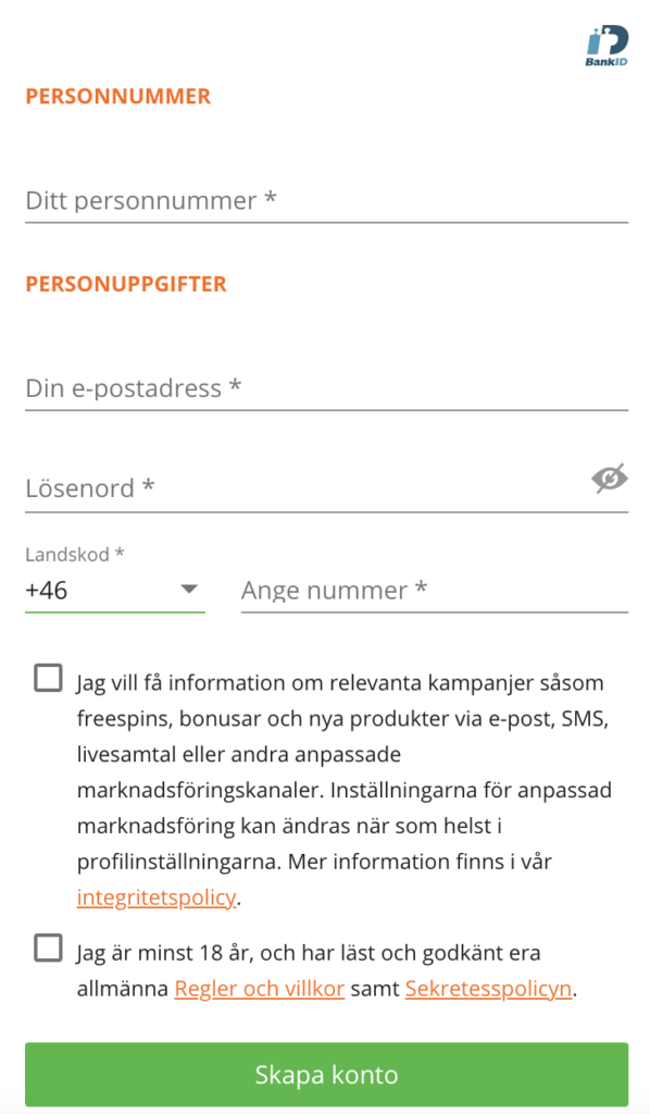Betsson BankID
