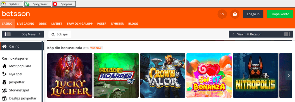 Slots hos Betsson där du köper bonusfunktioner.