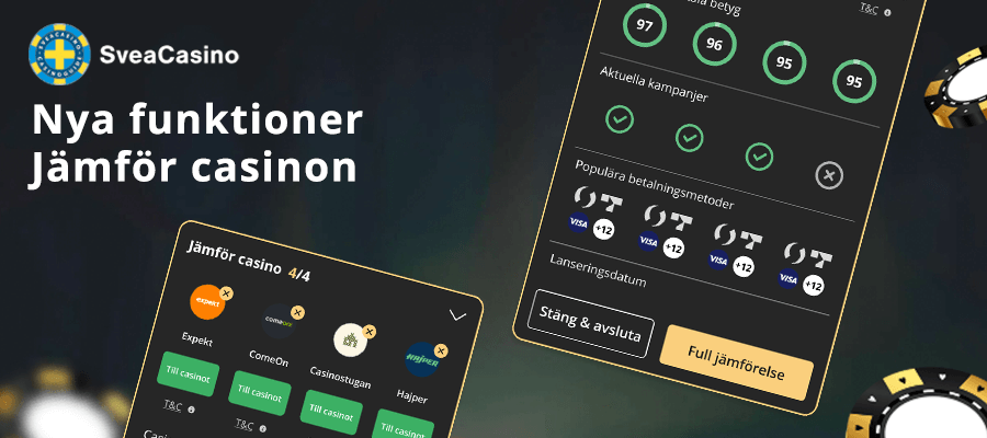 SveaCasinos jämförelseverktyg