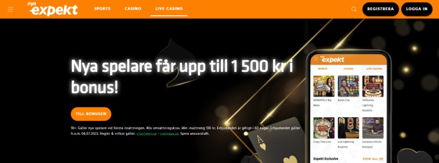 Expekts välkomstbonus är no sticky