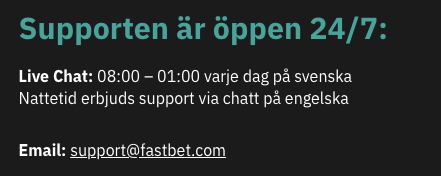 fastbet casino kundtjänst