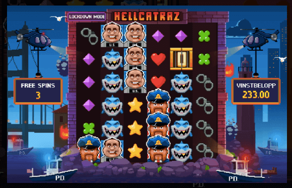 Hellcatraz free spins-läge.