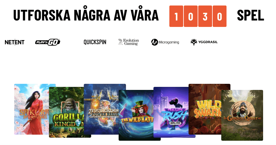 Många olika slots hos Kazoom Casino.
