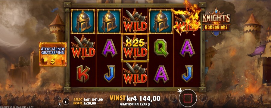 Vinn Knights vs Barbarians Free Spins-läge