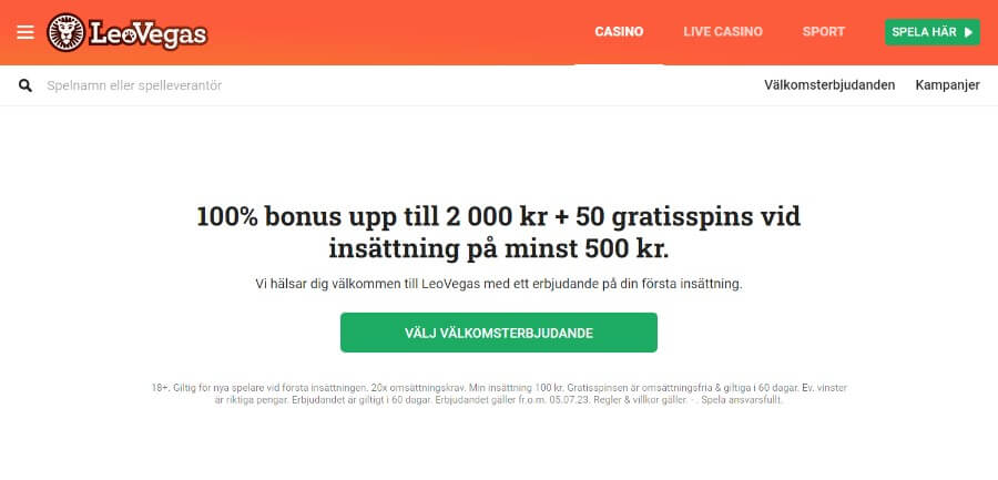 LeoVegas välkomtbonus är no sticky