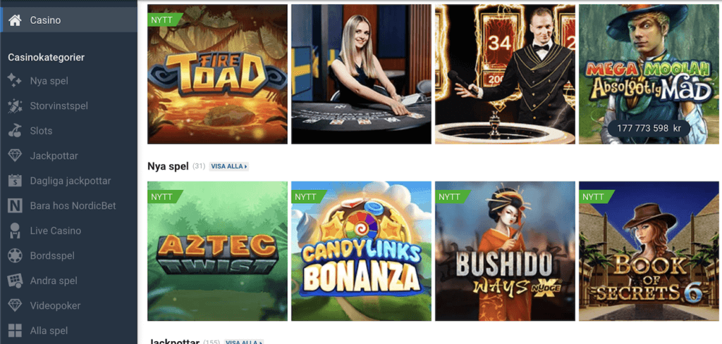 Nordicbet Spelutbud