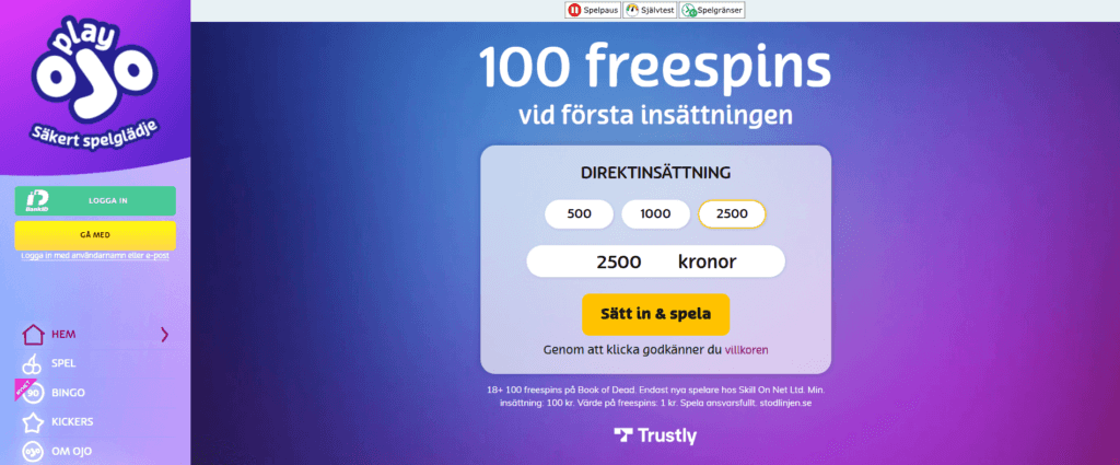 PlayOJO välkomstbonus