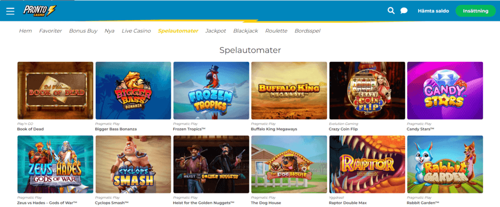 Pronto Casino slots