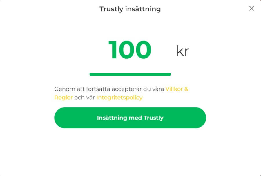 Pronto Live transaktioner med Trustly