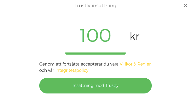 Smidig insättning med Trustly.