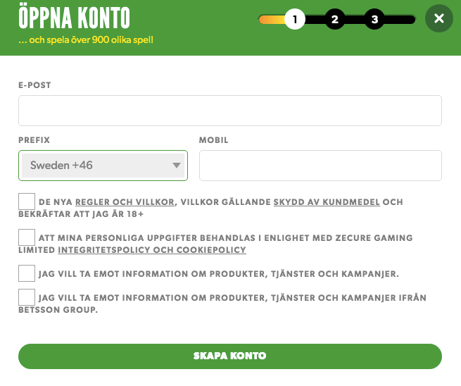 Rizk registrering.