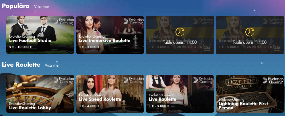 Scandibet live casino.
