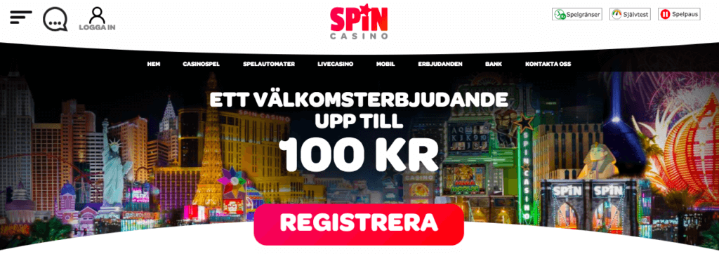 Spin Casino registrering. 