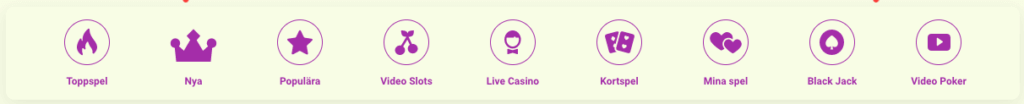 YoYo Casinos spelkatergorier
