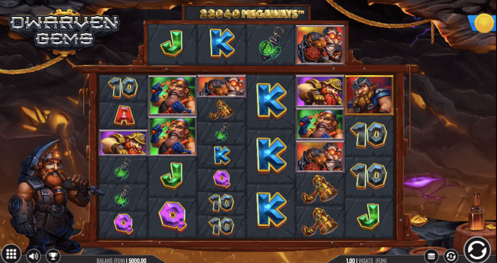 Dwarven Gems Megaways spelplan.