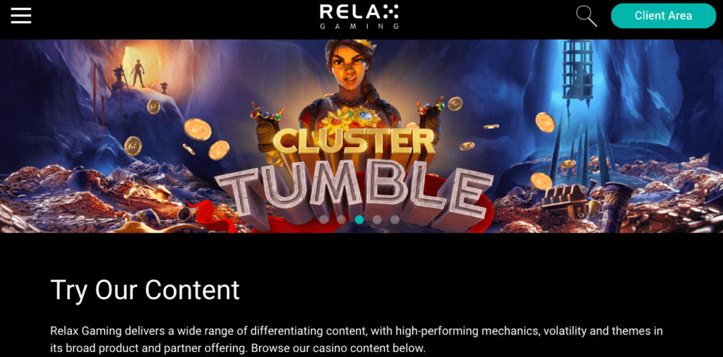 Relax Gamings hemsida