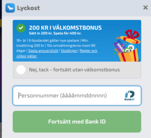 Lyckost Casino konto