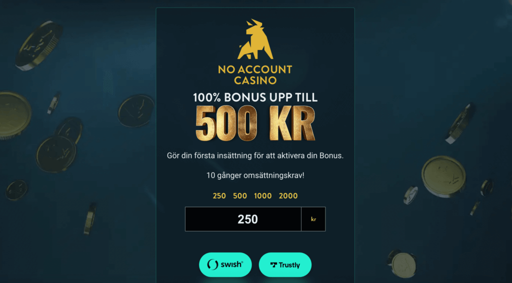 No Account Casino är ett populärt casino med Swish.