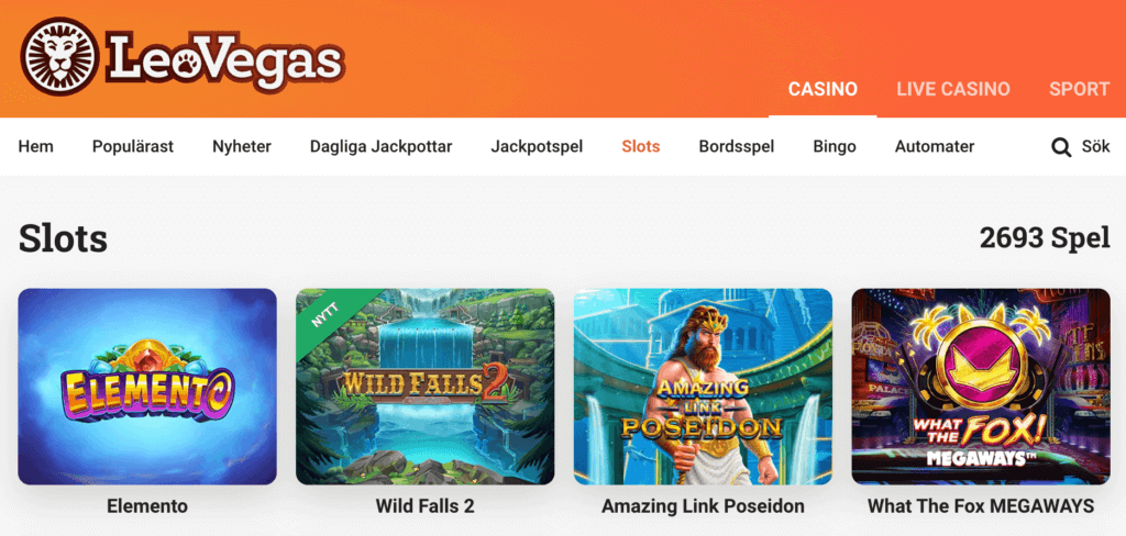 LeoVegas antal slots.