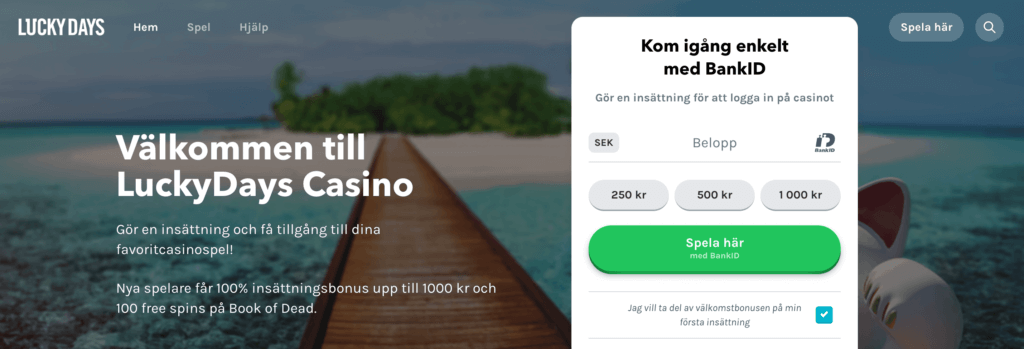 Lucky Casinos startsida.