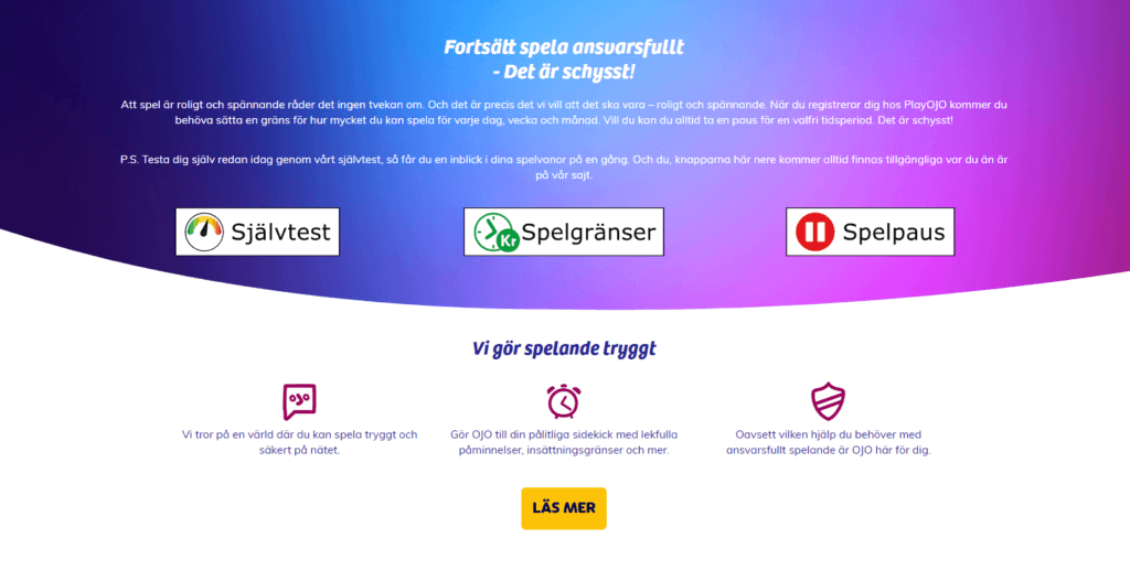 PlayOJO ansvarsfullt spel
