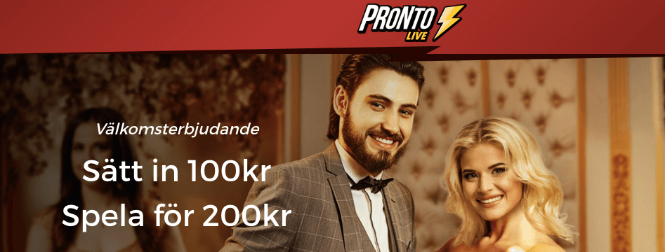Pronto Live Casino bonus.