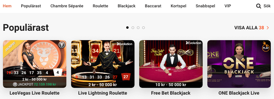 LeoVegas live casino