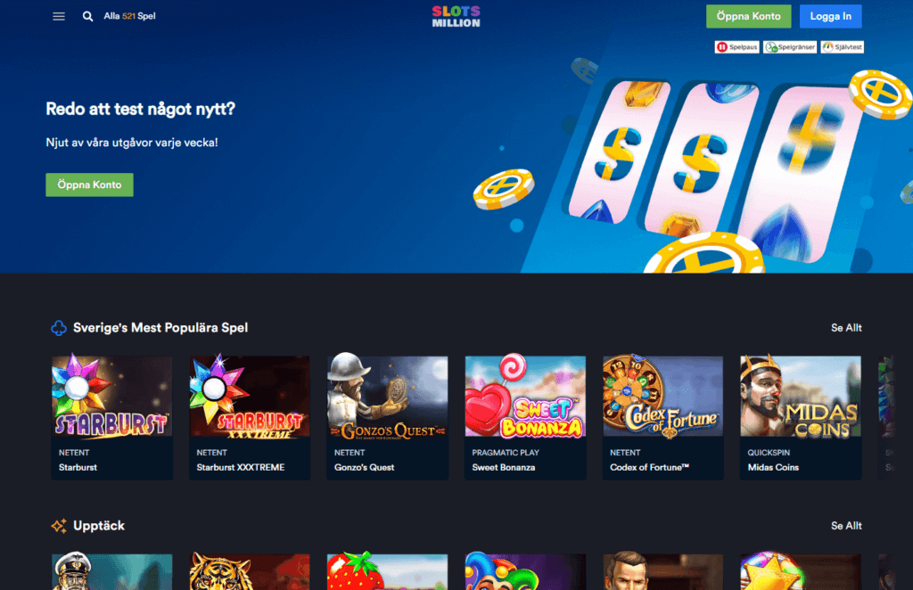 SlotsMillions utbud av spel
