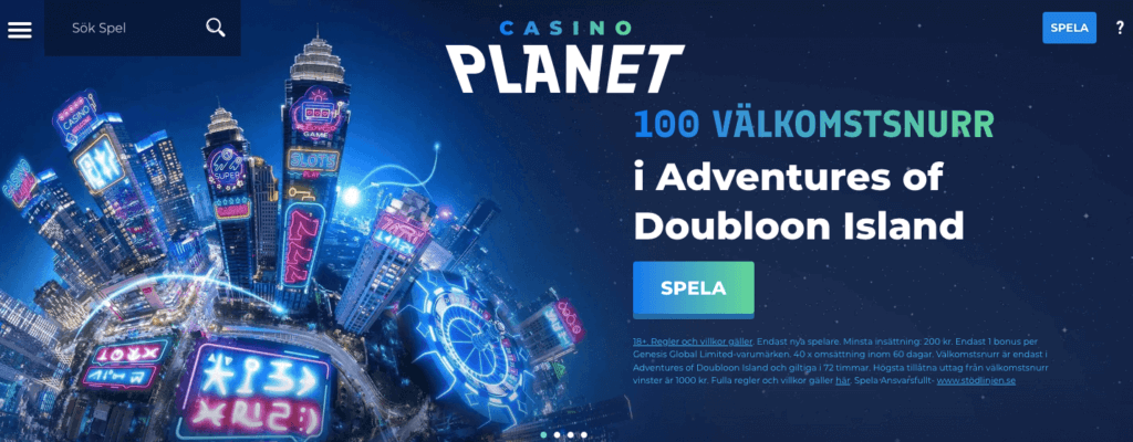 Casino Planet erbjuder free spins i Adventures of Doubloon Island