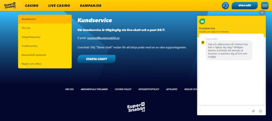 Supersnabbt kundservice