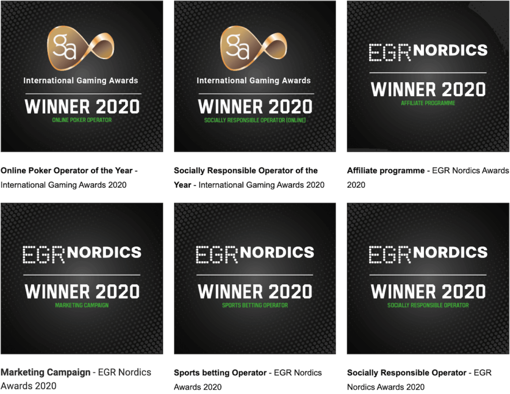 Unibet Utmärkelser
