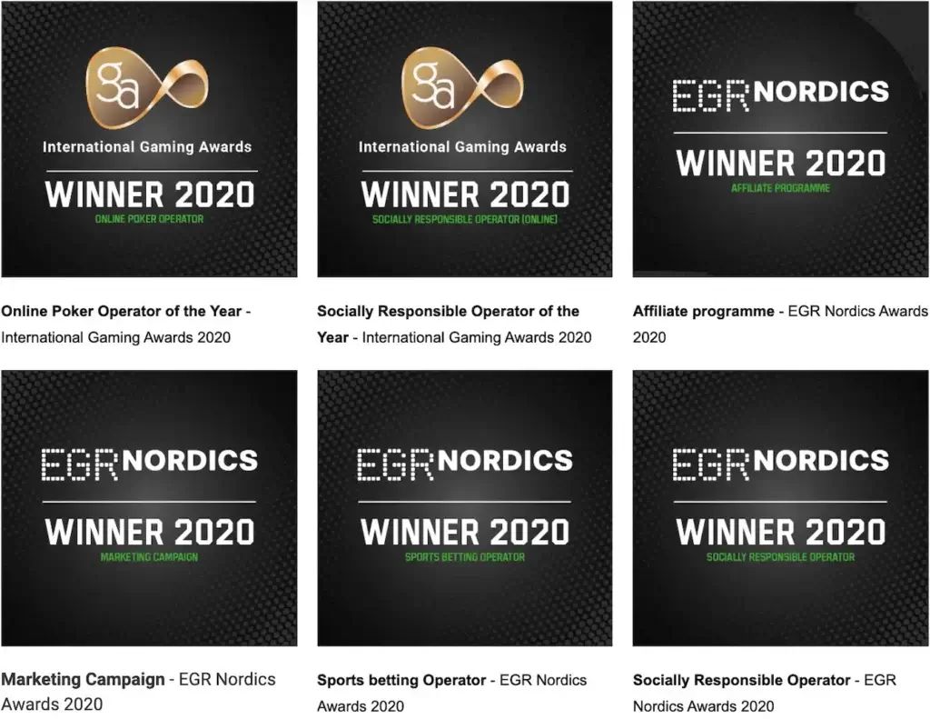 Unibet Utmärkelser