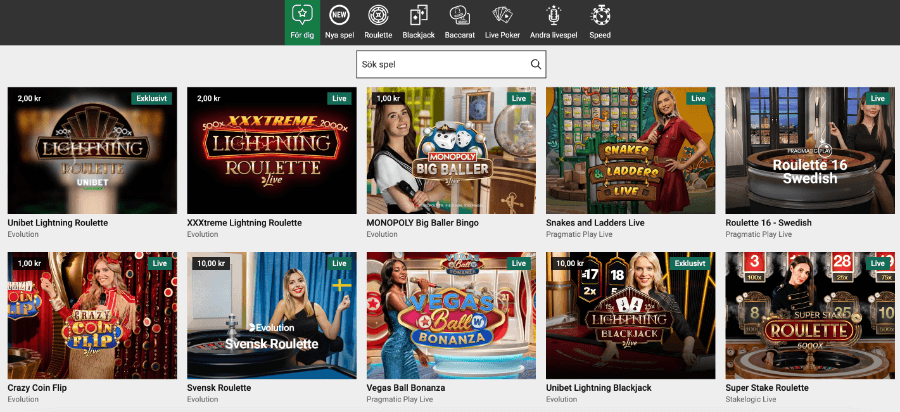 Unibet live casino