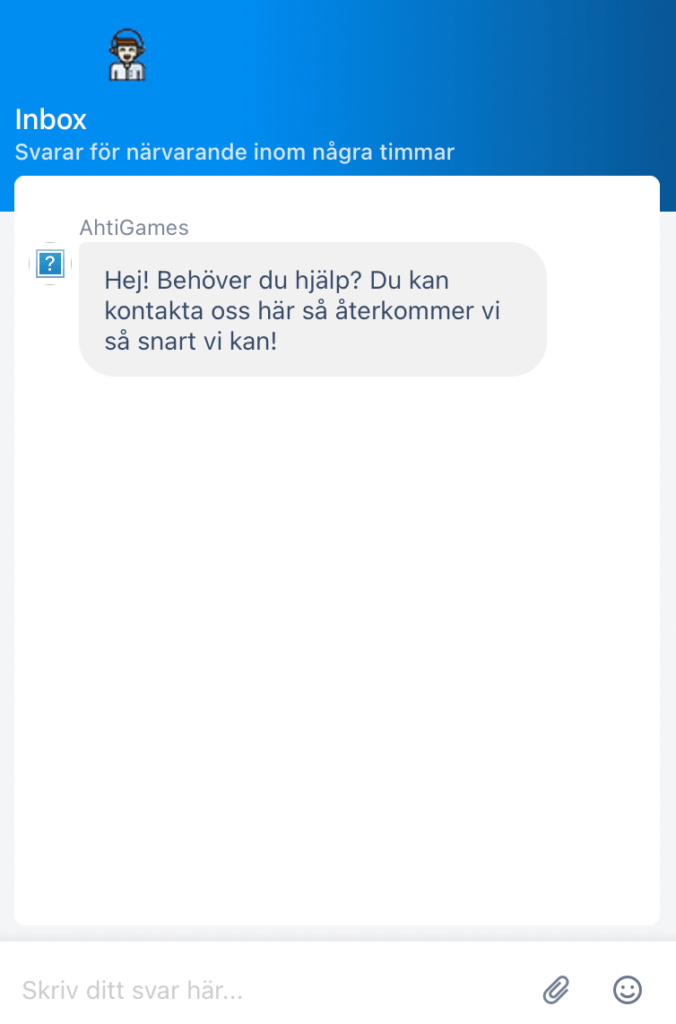 Ahti Games livechatt.