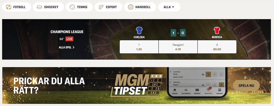 Sportspel hos BetMGM