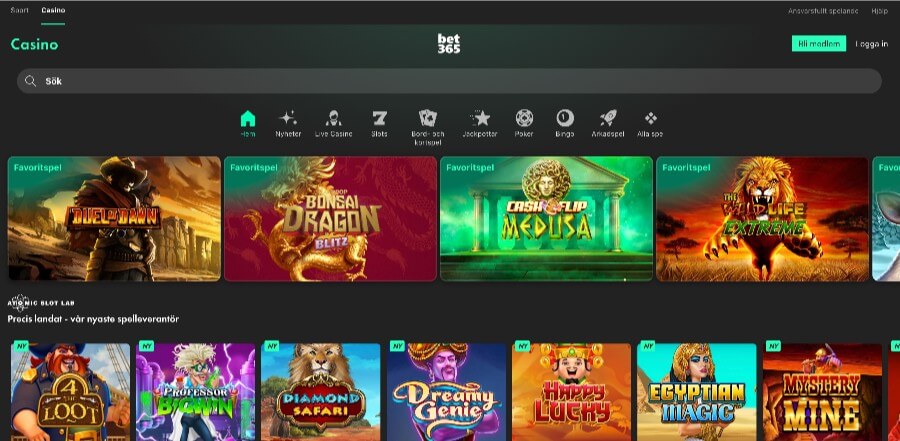 Bet365 Casino framsida
