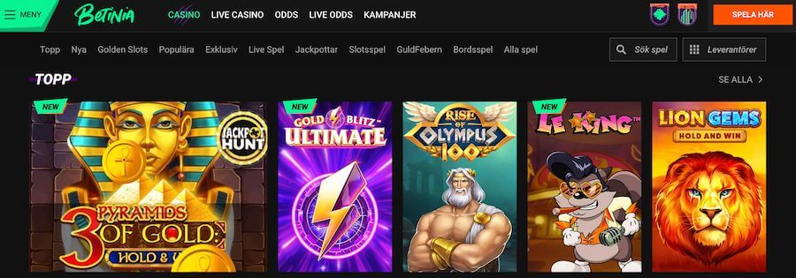 Betinias spelutbud