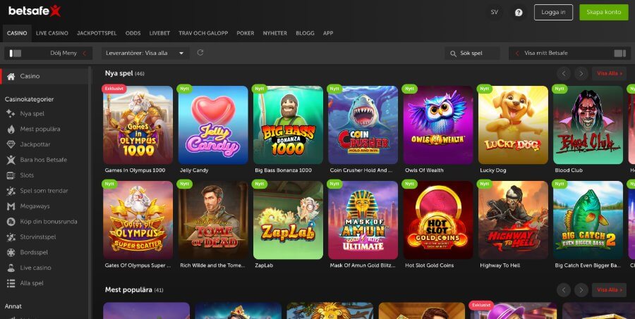Betsafe Casino - Spel