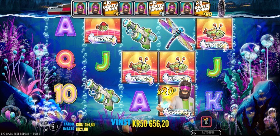 Free spins-läge i Big Bass Reel Repeat