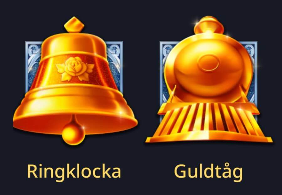 Ringklocka och guldtåg-symboler