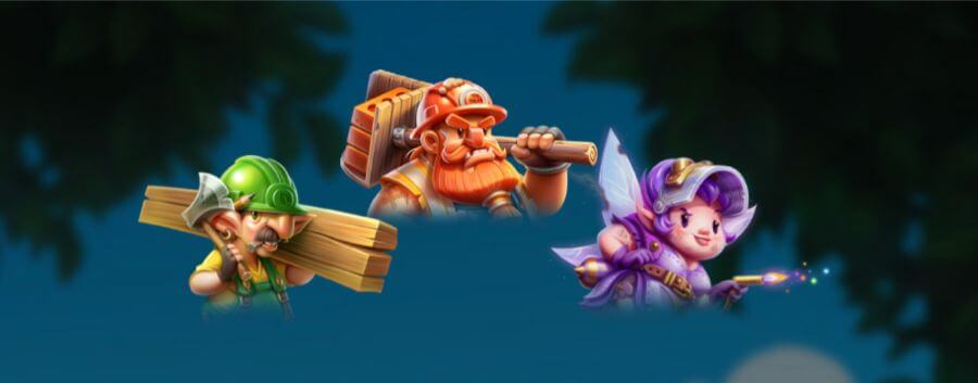 Grafik med tre karaktärer i Buildin' More Bucks