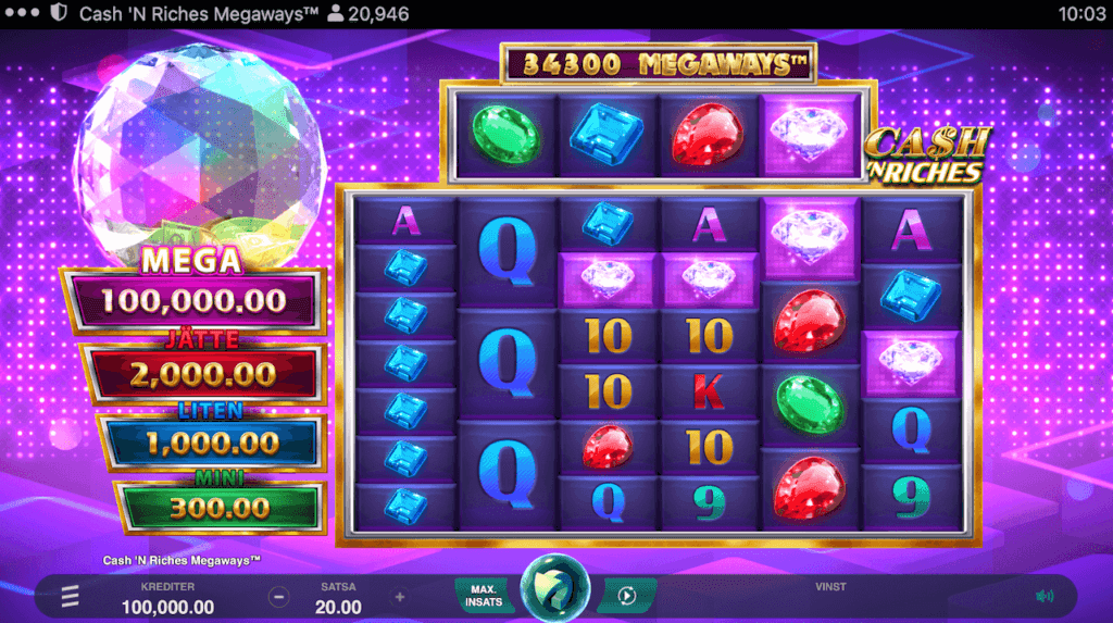 Cash N Riches spelplan.
