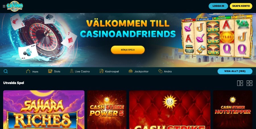 Casino and Friends huvudsida