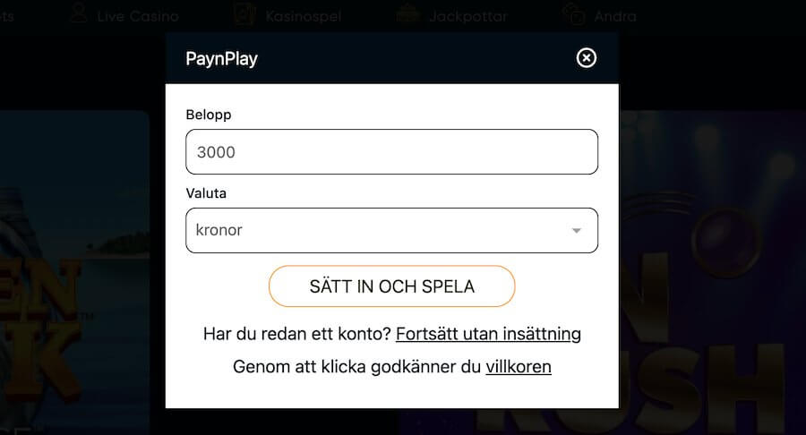 Casino and Friends registrering