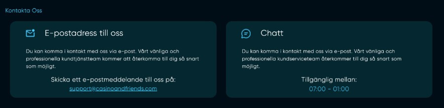 Casino and Friends kundsupport