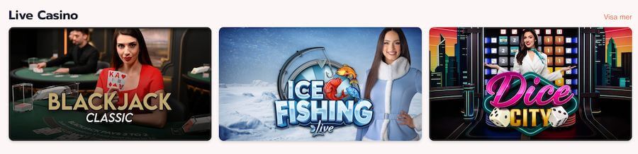 Exempel på utbud hos Casino Gami