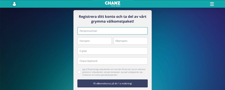 Chanz registrering